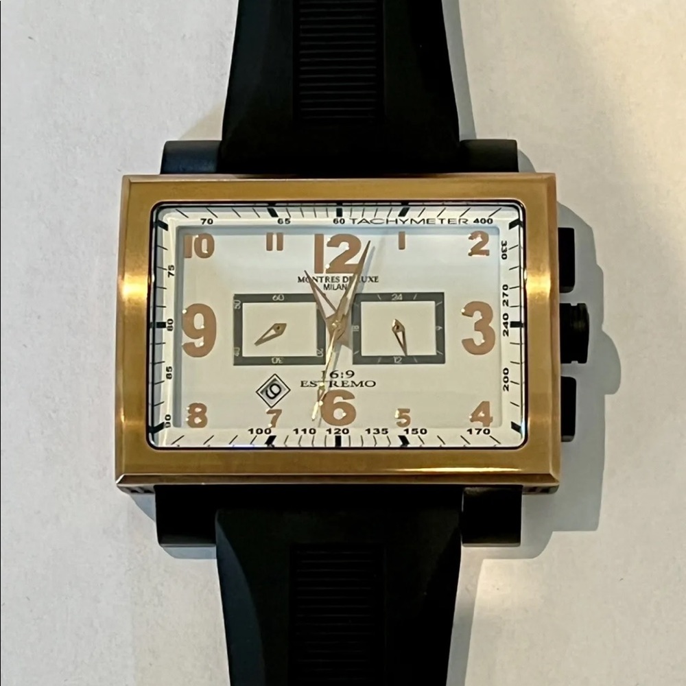 Montres De Luxe Milano Men's Estremo 16:9 Chronograph w/Date WHITE DIAL